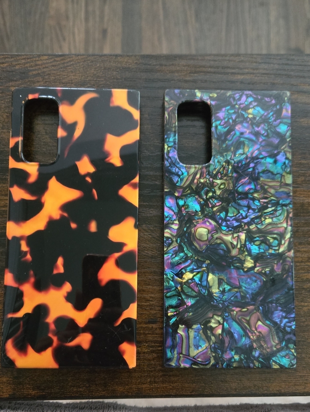 Two-Tone Orange Tortoiseshell & Iridescent Abalone Phone Case Duo